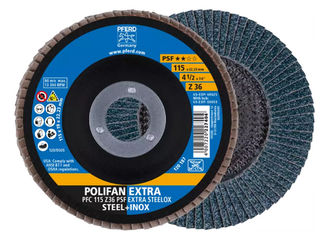 5" X-LOCK POLIFAN Flap Disc - Z SGP STRONG STEEL, Zirconia, 50 Grit, Conical