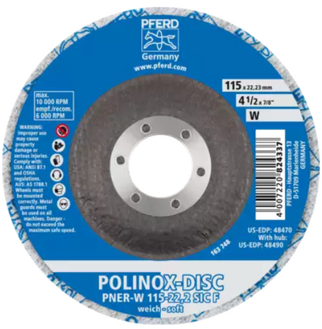 4-1/2" POLINOX Unitized Disc - T27 (Conical) 5/8-11 Thread, SiC Fine (W) 3SF