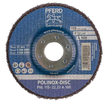 4-1/2" x 7/8" POLINOX Fibre-backing disc - Interleaved - PNZ - Aluminum Oxide - 180 grit