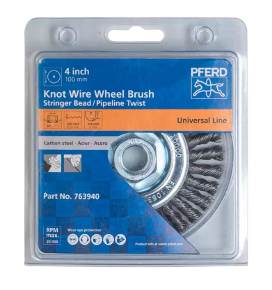 4" PSF Stringer Bead Knot Wheel - .020 SS Wire, 5/8-11 Thread - BULK PACK