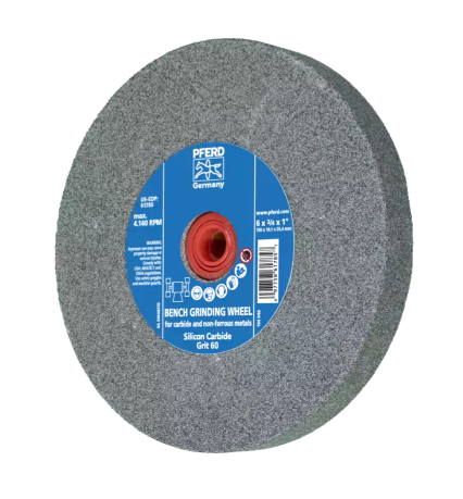 10" x 1-1/4" Vitrified Bench Wheel - 1-1/4" A.H., Silicon Carbide, 60 Grit