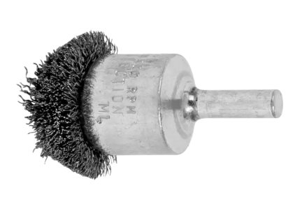1-1/2" Circular Mounted End Brush - .008 SS Wire, 1/4" Shank