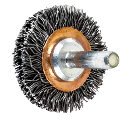 1-1/2" Crimped Wire Wheel Brush - .006 SS Wire, 1/4" Shank