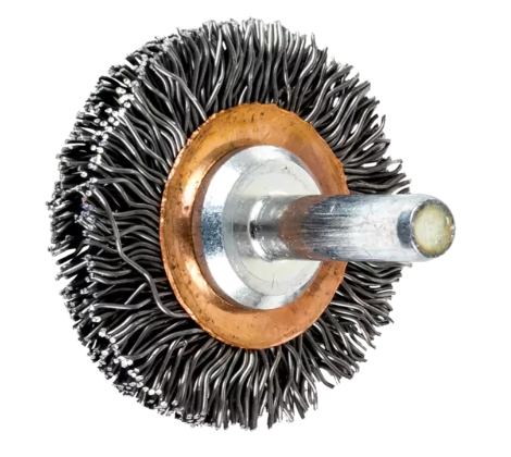 1-1/2" Crimped Wire Wheel Brush - .012 CS Wire, 1/4" Shank