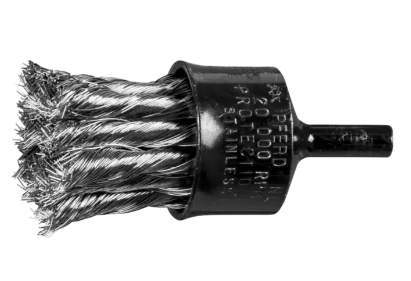 1" Knot Wire End Brush - Coated Flared Cup - .014 SS Wire, 1/4" Shank